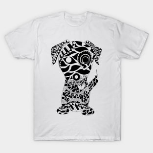 kawaii dog in pattern zentangle art from totonac culture T-Shirt